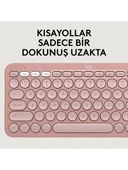 Logitech Pebble 2 Set Çoklu Cihaz Özellikli Sessiz Kablosuz Türkçe Q Klavye ve Mouse Seti - Pembe thumbnail 5