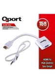 Qport HDMI to VGA ÇEVİRİCİ SES GİRİŞİ VE KABLOSU + GÜÇ GİRİŞİ KABLOSU (Q-HD-VGJ) - 1