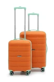 Artemis Polipropilen&Kırılmaz 2'li Valiz Seti Orta&Kabin - Turuncu thumbnail 1