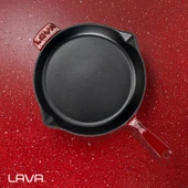 Lava Döküm Yuvarlak Kızartma Tavası Döküm Demir Yekpare Saplı. Çap(Ø)28cm-Bordo thumbnail 7