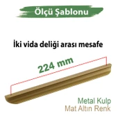 Fırat 224 mm Mat Gold Altın Kulpu Metal Mobilya Çekmece Mutfak Dolap Kapak Kulpları Kulbu Dolabı thumbnail 2