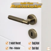 Antik Füme Oda Tipi Kapı Kolu Rozetli Sağ Sol Uygun Modern İç Kapı 1 Takım thumbnail 3