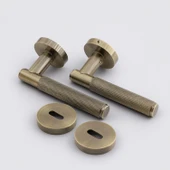 Antik Füme Oda Tipi Kapı Kolu Rozetli Sağ Sol Uygun Modern İç Kapı 1 Takım thumbnail 2