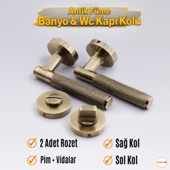Antik Füme Wc Banyo Tipi Kapı Kolu Rozetli Sağ Sol Uygun Modern İç Kapı Kilitli 1 Takım thumbnail 4