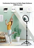 10 Inç Ring Light 2.1mt 3 Farklı Işık Rengi Youtuber Led Işıklı 210cm Tripod Selfie Makyaj Işığı - 4