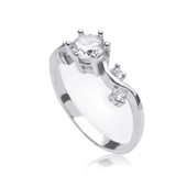 Gümüş Tek Taş Bayan Yüzük - 1