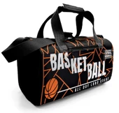 Coral High Erkek Çocuk Spor ve Seyahat Çantası - Siyah Turuncu Basketbol Desenli - 27536 thumbnail 1