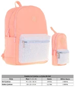 Kaukko Bright Kız Çocuk Taşlı Somon Okul Çantası ve Çanta Şekilli Kalemlik Seti thumbnail 2