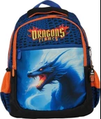 Pippa Erkek Çocuk ÜÇ Gözlü Lacivert Turuncu İlkokul Üçlü Okul Çanta Seti - Dragon/Ejderha - PPSET5280 thumbnail 2