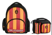 Galatasaray Erkek Çocuk Çizgi Baskılı Suni Deri Sırt Çantası ve Beslenme Çantası Seti - SETME25556B - 1