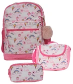 Pippa Kız Çocuk Üç Gözlü Pembe İlkokul Üçlü Okul Çanta Seti - Dondurma ve Gökkuşağı - PPSET5310 thumbnail 1