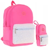 Kaukko Bright Kız Çocuk Taşlı Pembe Okul Çantası ve Çanta Şekilli Kalemlik Seti thumbnail 1