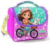 Coral High Kız Çocuk Beslenme Çantası - Thermo - Yeşil Pembe Bisikletli Kız thumbnail 1