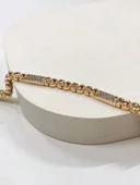 Xuping Zirkon Taşlı Dikdörtgen Detay Plaka Geçişli Kadın VIP Rose Gold Bileklik Paslanmaz Çelik - 2