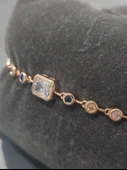 Xuping Zirkon Baget Taşlı Renkli İşlemeli Kadın VIP Rose Gold Bileklik Paslanmaz Çelik - 2