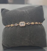 Xuping Zirkon Baget Taşlı Renkli İşlemeli Kadın VIP Rose Gold Bileklik Paslanmaz Çelik - 1
