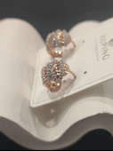 Xuping Rose Gold Zirkon Taş İşlemeli VIP Seri Kadın Çelik Küpe - 3
