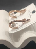 Xuping Rose Gold İnci Detaylı VIP Seri Kadın Çelik Küpe - 3