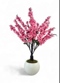 Yapay Ağaç Pembe Bahardalı Ağacı Beyaz Küre Saksıda 100cm Japon Kiraz Çiçeği thumbnail 5