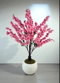 Yapay Ağaç Pembe Bahardalı Ağacı Beyaz Küre Saksıda 100cm Japon Kiraz Çiçeği thumbnail 8
