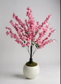 Yapay Ağaç Pembe Bahardalı Ağacı Beyaz Küre Saksıda 100cm Japon Kiraz Çiçeği thumbnail 1