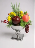 Yapay Meyve Aranjman Gümüş Vazoda Meyve Sepeti 02 thumbnail 3