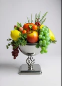 Yapay Meyve Aranjman Gümüş Vazoda Meyve Sepeti 02 thumbnail 1