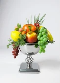 Yapay Meyve Aranjman Gümüş Vazoda Meyve Sepeti 02 thumbnail 2