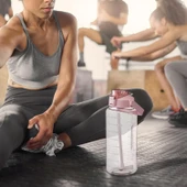 Şeffaf 2'li Motivasyon Matarası 2000ml+900ml Suluk Su Şisesi Bpa İçermez - 4