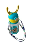 Geyikli Matara Pipetli Suluk Çocuklar İçin Su Matarası BPA İçermez Askılı - 1