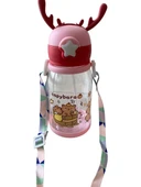 Geyikli Matara Pipetli Suluk Çocuklar İçin Su Matarası BPA İçermez Askılı - 2