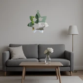 Doğal Çiçek ve Yaprak Desenli Dekoratif Aynalı Tablo - 5