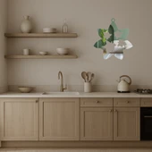 Doğal Çiçek ve Yaprak Desenli Dekoratif Aynalı Tablo - 3