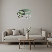 Kitap Yığını Temalı Dekoratif  Aynalı Tablo thumbnail 1