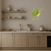 Geyik ve Orman Temalı Dekoratif Altın Aynalı Tablo - 3