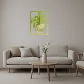 Tropikal Monstera Yapraklı Dekoratif Altın Aynalı Tablo thumbnail 1
