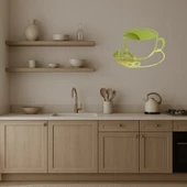 Çay ve Kurabiye Tasarımlı Dekoratif Altın Aynalı Tablo - 4