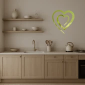 Romantik Çift Kalp Dekoratif Altın Aynalı Tablo thumbnail 3