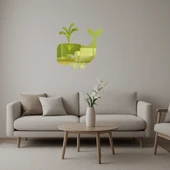 Balina Figürlü Deniz Yaşamı Dekoratif Altın Aynalı Tablo thumbnail 1