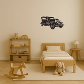 Vintage Araba Görselli MDF Dekoratif Tablo - 3