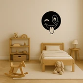 Dil Çıkaran Göz Kırpan Emoji MDF Dekoratif Tablo - 2