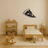 Mantarlı Domatesli Zeytinli Pizza Dilimi Dekoratif MDF Tablo - 1