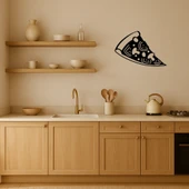 Mantarlı Domatesli Zeytinli Pizza Dilimi Dekoratif MDF Tablo - 2