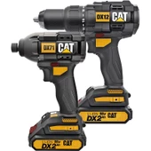 Cat DX12K 18VOLT/2.0AH Li-Ion Çift Akülü Kömürsüz Profesyonel Şarjlı Darbeli Matkap + DX71 Kömürsüz Darbeli Tornavida Kombo Set - 2