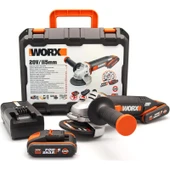 Worx WX800 20VOLT 2.0 Ah. Li-Ion Çift Akülü 115MM Profesyonel Şarjlı Avuç Taşlama - 1