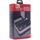 Paleon 5V 3.4A 6 USB Bağlantı Noktası 3'lü Uzatma Akım Korumalı Priz thumbnail 4