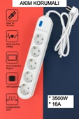 5’li Anahtarlı Akım Korumalı Grup Priz 1.5 Metre Kablo Maks 3500W 16A Ev Ofis Elektrik Prizi thumbnail 1
