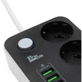 Paleon 5V 3.4A 6 USB Bağlantı Noktası 3'lü Uzatma Akım Korumalı Priz thumbnail 3