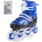 Furkan Toys F-Sports  Mavi Ayarlabilir 2+2 Işıklı Metal Alıştırma Pateni Çanta - 3