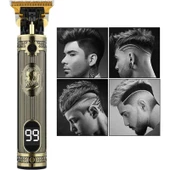 Vintage T9 Bıçak Profesyonel LCD Ekran Saç Sakal Çizim Tıraş Makinesi thumbnail 3